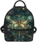 Freewander Goth Dragonfly Backpack Purse for Women Fashion Leather Small Backpack for Teen Girls Mini Purses with Zippers Lightweight Travel Casual Daypack Tote Handbags