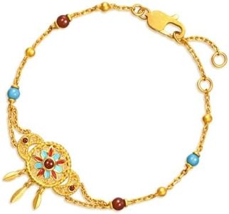 CHOW SANG SANG 999.9 24K Gold Cultural Blessings Boho Tassel Bracelet for Women 18cm 95632B