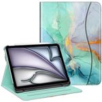 Fintie Case for iPad Air 11-inch M2 (2024), iPad Air 5th Generation (2022) / iPad Air 4th Gen (2020) 10.9 Inch, Multi-Angle Viewing Protective Cover with Pencil Holder & Pocket, Emerald Marble