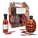 Kimm & Miller Make Your Own Hot Sauce Gift Set - Novelty Food & Cooking Gifts for Men - Hot Chilli Sauce Making Kit with Glass Grenade Style Bottle