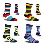 SockSoho Men Premium Cotton Regular Socks Combo Of 4 (Color : Multicolor | Size: Uk 7-12 | Length: Crew)