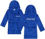 Customizable Girls Boys Night Robe, Plush Kids Fleece Bathrobe Personalized Embroidered with Child's Name