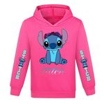 KAPRIOY Girls Sweatshirt Hooded Graphic Boys Girls Cartoon Hoodie Pullover Long Sleeve Kids Girls Hoodie for 2-14 Years Hot Pink