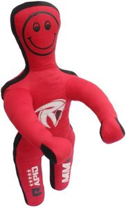 Rapid Mart Kids Grappling Dummy 4FT (49 Inch) – Unfilled Wrestling & MMA Training Dummy with Moveable Arms & Legs for BJJ, Judo & Martial Arts Practice(Red & Black)