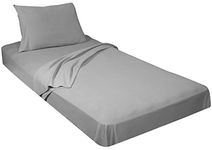 College Dorm 100% Jersey Knit Cotton Twin Extra Long Sheets (Fitted, Flat,Sets) 4 Piece Set Heather Grey by Gilbins