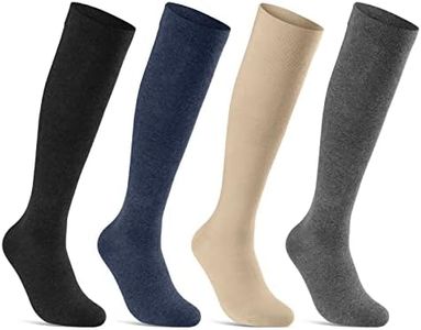 sockenkauf24 1 | 2 | 4 Pairs Support Stockings Travel Socks Compression Stockings Women & Men Support Knee Socks, 2 pairs of black, 10-12 US