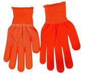 HIGHOPS Sports PVC DOTED Cotton Gloves halp for Cricket Bating and Full grriping in bat Hand he is incris for Bating (Pair Orange)