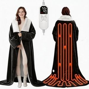 2026 Wearable Portable Electric Heated Blanket with Sleeves and Foot Covers, 8 Temperature Settings& 1-12 Hour Automatic Shut-Off, 177cm x 127cm+ 35cm Rug Throw Robe Snuggies, Warm up Winter