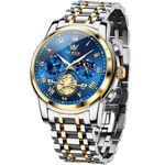 OLEVS Watches for Men Chronograph Luxury Tourbillon Mens Watches Stainless Steel Waterproof Watch for Men Analog Quartz Mens Watch Classic Blue Face Father Watches, Montre Pour Homme