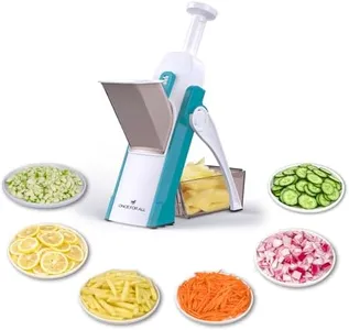 ONCE FOR ALL Safe Mandoline Slicer 5 in 1 Vegetable Cutter, Strips Julienne Dicer Adjustable Thickness 0.1-8 mm for Kitench Fast Meal Prep (Blue)