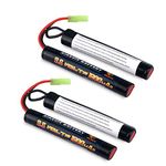 Melasta 2Pack 2/3A 9.6v 1600mAh Butterfly Nunchuck NIMH Battery Pack with Mini Tamiya Connector for Airsoft Guns