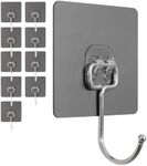 BaGushan Adhesive Wall Hooks for Hanging - 60lb Heavy Duty Waterproof & Rustproof, Sticky Hooks for Walls No Damage, Kitchen/Bathroom/Rental (Ganchos para Pared) 10-Pack
