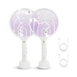 Aspectek 2 Pack Electric Fly Swatter 3000V,2 in 1 Mosquito Zapper, USB Charging Cable