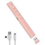 SunnyOcean Presentation Clickers, Rechargerable Powerpoint Clicker Wireless Presenter Remote, 2.4GHz Hyperlink Volume Presentation Clicker for Powerpoint Computer Laptop Mac (Pink)