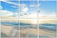 JBER Art Acoustic Panels Decorative, 6 Pack Acoustic Panels Art for Wall Decoration with Self Adhesive, Suitable for Recording Studio, Home Soundproof Wall Panels, 72x48inch (Seabirds)