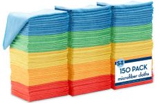 VIKING S&T INC. 150 Pack Microfiber Cleaning Cloth, Bulk Microfiber Towel for Home, Reusable and Lint Free Cloth Towels for Car, Assorted Colors, 11.5 Inch x 11.5 Inch, 150 Count