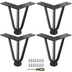 8in Metal Black Hairpin Legs (Set of 4) - Heavy Duty Furniture Legs(900 Lbs), DIY Hairpin Table Leg Project with Rubber Floor Protector for Coffee Cabinets, Sofas, Desk Chairs, Bedside Tables