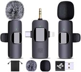 Wireless Lavailer Microphone for iPhone Android Camera Laptop PC, 4 in 1 Wireless Mini Microphone,USB C Microphone, Plug-Play Wireless Mic for Video Recording,/Vlog/TikTok/YouTube/Interview