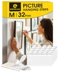 Emitever Picture Hanging Strips 32 Pairs (64 Strips), Double Side Hook Loop Mounting Tapes Adhesive Strips, Damage Free Hanging - For Pictures, Glass, Frames, Mirrors, Wall Decor and Signs(Medium)