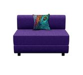 Dr Smith Folding Leg Sofa-Bed | Single Seater - 3' X 6' Feet | Sofa Cum Bed Jute Fabric Washable Cover with Cushion - Color Purple