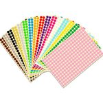 JANYUN 16 Sheets 4160 Pcs Sticky Coloured Dots Round Dot Labels Stickers Self Adhesive Circle Stickers Labels 16 Colors (8mm)