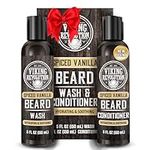 Viking Revolution - Beard Shampoo And Conditioner - Natural Beard Wash & Beard Conditioner With Argan & Jojoba Oils - Softens & Strengthens - Gifts For Men - Spiced Vanilla - 2 x 150 ml