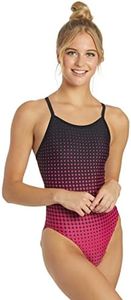 Sporti Molecule Thin Strap One Piece Swimsuit - Pink/Black - 32