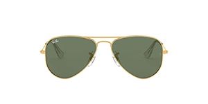 Ray-Ban Junior Kids' RJ9506S Metal Aviator Sunglasses, Arista/Dark Green, 52 mm