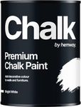 Hemway Bright White Chalk Paint 1L Matt Shabby Chic Interior Furniture, Walls, Wood, Wardrobes, Doors, Tables, Chairs, Quick Dry Smooth Chalky Finish (40 Neutrals & 118 Colours Available)