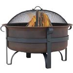 Sunnydaze 29-Inch Bronze Cauldron Wood-Burning Fire Pit Bowl - includes Portable Poker and Spark Screen