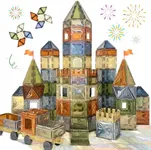 BOLORBT 100PCS Magnetic Tiles Montessori Toys Magnetic Blocks Kids Games STEM Classroom Educational Learning Sensory Magnet Natural Toy for Toddler Boys Girls 3+ Year Old with 2 Cars