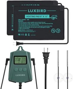 Luxbird Reptile Heating Pad 8x12 Inch with Dual Output Reptile Thermostat LB-2SC Combo Set Under Tank Terrarium Heating Mat for Turtles, Lizards, Frogs, and Other Reptiles