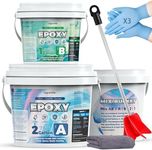 3 Gallon 100% Solids Industrial Epoxy Floor Coating Kit - Self-Leveling, Highly Durable Clear Resin Paint | Ideal for Counter Tops, Garages, Basements, Warehouses, Concrete Floors & Wall Repair-Clear