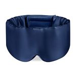 OLESILK Sleep Mask, 100% Natural Mulberry Silk Eye Mask for Women and Men with Adjustable Strap, Large in Size, Blindfold for All Night Sleep, Navy