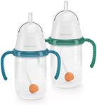 NumNum Weighted Straw Cup for Infant, 6-12 months & Toddler - 7oz Training Baby Cups w/Removable Handles - Spill Proof & Easy to Use Self Feeding & Babies Drinking Skills - 100% Food-Grade Silicone