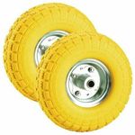 Yorkshire Homeware 10" Inch Solid Rubber Tyre 3.5-4 PU Foam Filled Wheel Sack for Truck Hand Car Trolley Cart 16mm Bearing Yellow (2)