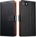 iWEOCO iPhone SE 2022 Case iPhone SE 2020 Case iPhone 8 Case iPhone 7 Case Genuine Leather Flip Anti-Theft RFID Blocking Stand Strong Magnetic Clasp Closure Cash Credit Card Slots Case (Black)