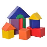 HOMCOM 11 Piece Kids Soft Foam Puzzle Play Set Interlocking Toddler Learning Blocks Soft Play Blocks Gym Toy Foam Building and Stacking Blocks Educational Play Structure Safe Crawl Climb