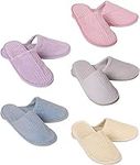 5 Pairs Disposable Slippers for Home Family Spa Guests Hotels Office, Non-slip Mixed Color Slippers Fit Most Women and Men Slippers for Home Party, Housewarming