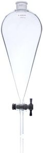 Laboy Glass 1000mL Conical Separatory Funnel Pear-Shaped, with No.27 Joint at Top & 4mm PTFE Stopcock Lab Glassware