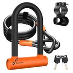 Sportneer Bike Lock: 17mm Heavy Duty Anti-Theft Bike U Lock with 12mmx1.5m Steel Cable, 19cm x 13cm High-Security Bicycle Lock with Keys & Mounting Bracket for Mountain, Road, Folding, Electric Bikes