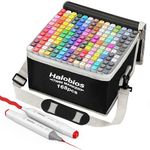 Halobios 168 Colors Marker Set, Permanent Alcohol Markers, Dual Tip Fine & Chisel Colouring Pens for Drawing Sketching Colouring Books, Art Marker for Adults Artists, Storage Bag with Shoulder Strap