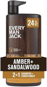 Every Man Jack 2-in-1 Daily Shampoo + Conditioner - Amber + Sandalwood | Nourishing For All Hair Types, Naturally Derived, Cruelty-Free Shampoo and Conditioner Set for Men | 24oz -1 Bottle