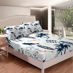 Feelyou Tropical Hawaii Beach Vacation Style Bedding Set for Boys Teens Kids Bedroom Child Surfing Sports Theme Fitted Sheet,Ocean Theme Bed Sheet Set Marine Life Sea Decor 3 Pcs Queen Size