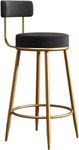 Nutech Decor Iron Velvet Counter Stools: Upholstered Barstools With Back, Footrest, And Round Height - Modern Bar Chairs, Ideal Dining Chairs For Kitchen Islands (75 Cm, Black)