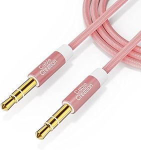 CableCreation 3.5mm Audio Cable(1.5 ft / 0.45M), 3.5mm Male to Male Auxiliary Stereo Cable Compatible with Car, Headphones, Tablets, iPhone, Surface Dock, Priva III & More,Pink