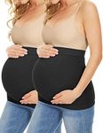 Rheane Belly Band Pregnancy Support, Maternity Belly Band Pant Extender for Pregnancy Belly Band for Pregnancy (Black+Black S)