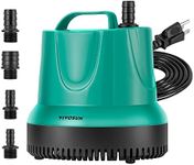 VIVOSUN 1150GPH 100W Submersible Pump for Fish Tank, Pond, Aquarium, Hydroponic Systems with 5ft Power Cord and 4 Nozzles Blue