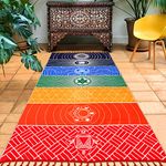 Yoga Mat, SUCC Beach Yoga Towels Rainbow Tapestry Square Colors Blanket For Bath Towel Yoga Mat Wall Hanging Home Decor Shawl Beach Towel Hanging Bed Bedding 59in