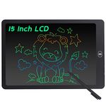 Coolzon LCD Drawing Tablet for Kids, 15 Inch Colourful Writing Pad Toddler Toys Erasable Doodle & Drawing Pad Writing Tablet Kids Travel Games for 2 3 4 5 6 7 Year Old Boys Girls (Black)